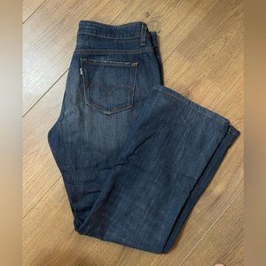 RARE Eco Levi Low Rise Boot Cut Raw Hem Jeans Denim Faded Size 12 Women's